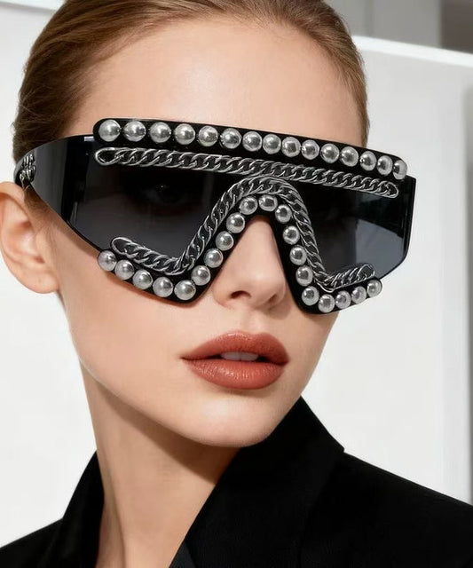 Personalized Large Frame One-Piece Motorcycle Sunglasses With Rivets
