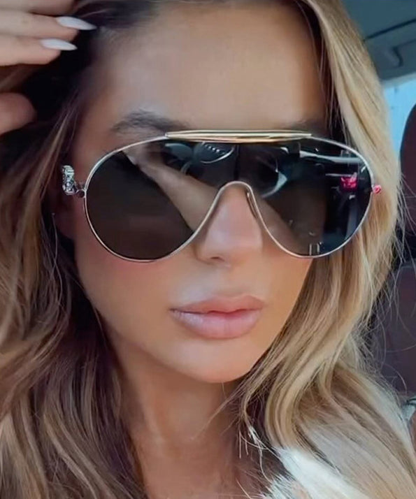 Personalized Tea Windproof Sunglasses Large Frame