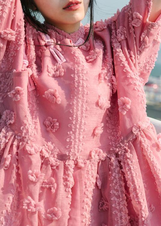 Pink Cinched Circle Summer Party Dresses - SooLinen