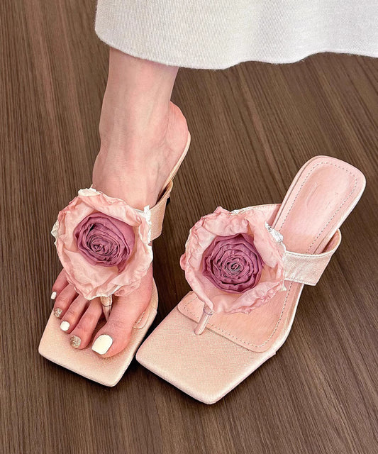 Rosa Stiletto Floral Fashion Splicing High Heel Flip Flops Peep Toe