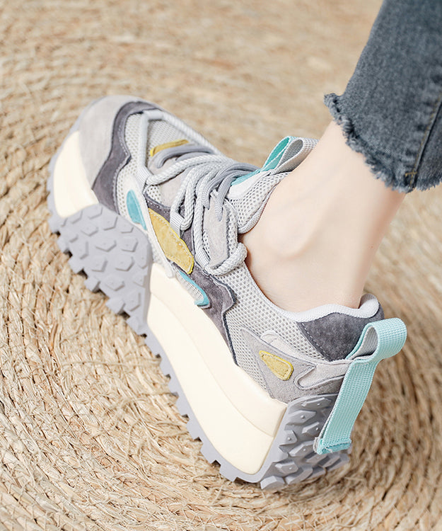 Rosa Wildleder-Plateau-Sandalen mit atmungsaktivem Mesh-Einsatz und rosa Wildleder-Obermaterial für Damen