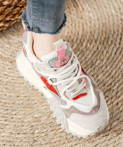 Rosa Wildleder-Plateau-Sandalen mit atmungsaktivem Mesh-Einsatz und rosa Wildleder-Obermaterial für Damen