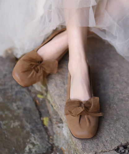 Pink Suede Comfy Splicing Bow Flat Feet Shoes