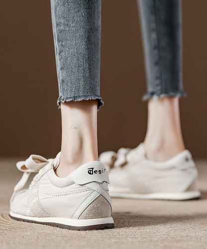 Zapatos planos informales con cordones y gamuza rosa para mujer