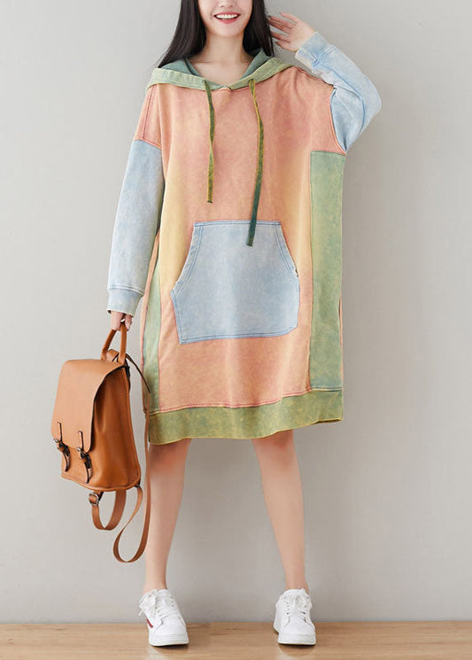 Rosa Sweatshirts kleider kordelzug Mit Kapuze Frühling