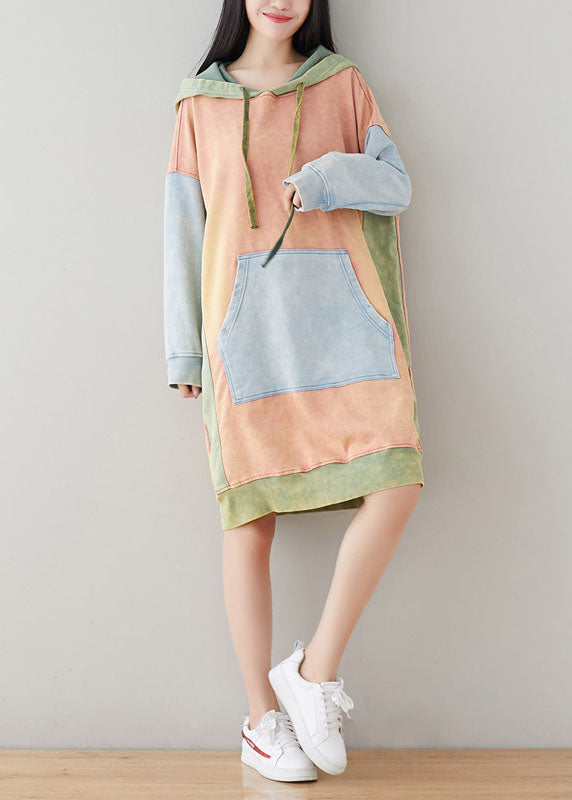 Rosa Sweatshirts kleider kordelzug Mit Kapuze Frühling