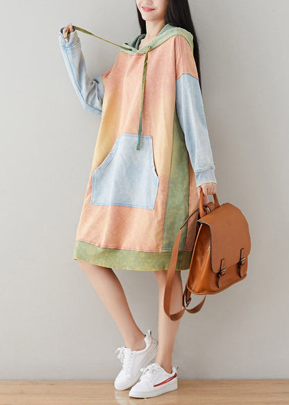 Rosa Sweatshirts kleider kordelzug Mit Kapuze Frühling