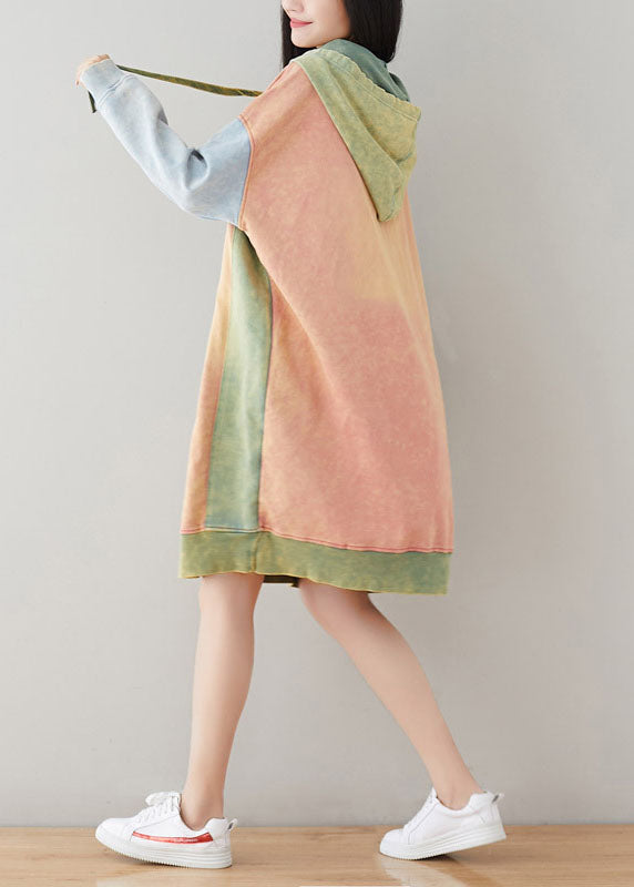 Rosa Sweatshirts kleider kordelzug Mit Kapuze Frühling