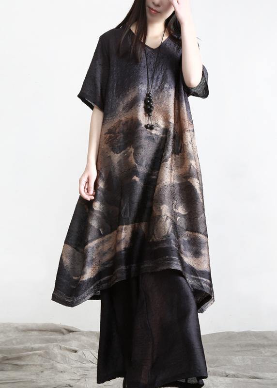 Pleated Silk Suit Women Medium Length Shirt + Wide Leg Pants Summer - SooLinen