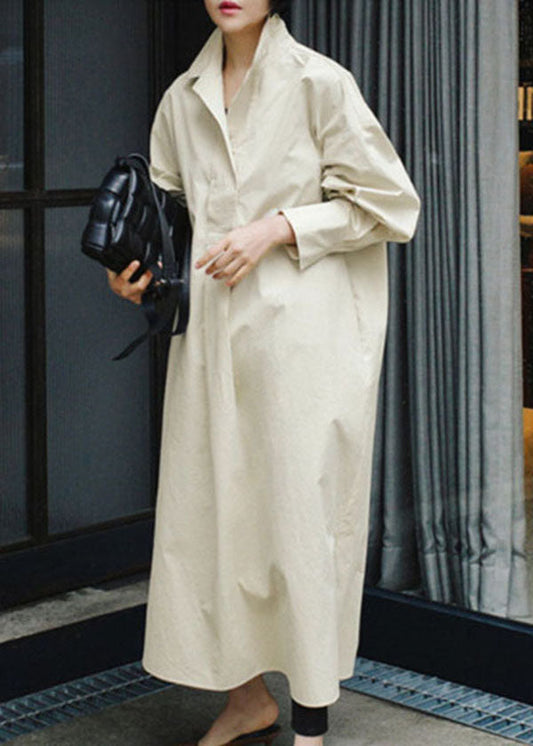 Plus Size Apricot Loses Baumwollkleid Cinched Spring