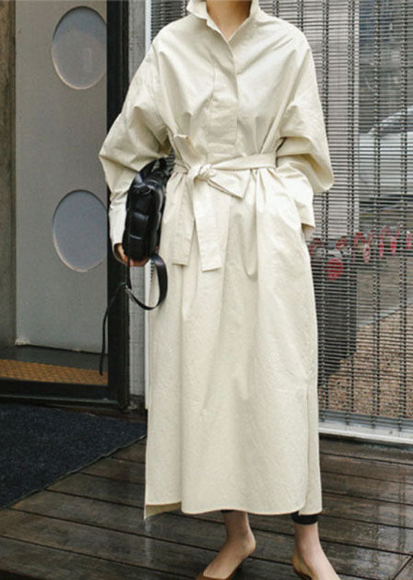 Plus Size Apricot Loses Baumwollkleid Cinched Spring