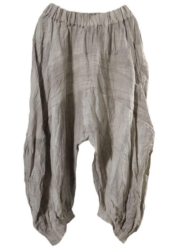 Plus Size Apricot Pockets Patchwork Fall Pants - SooLinen