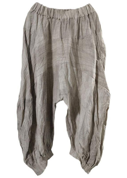 Plus Size Apricot Pockets Patchwork Fall Pants - SooLinen