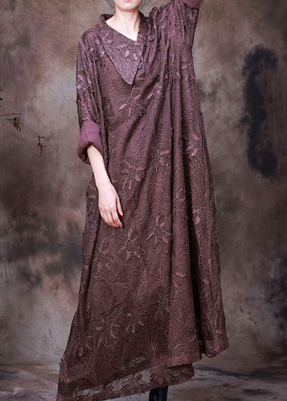 Plus Size Art Chocolate Asymmetrisches Spitzenkleid Frühling