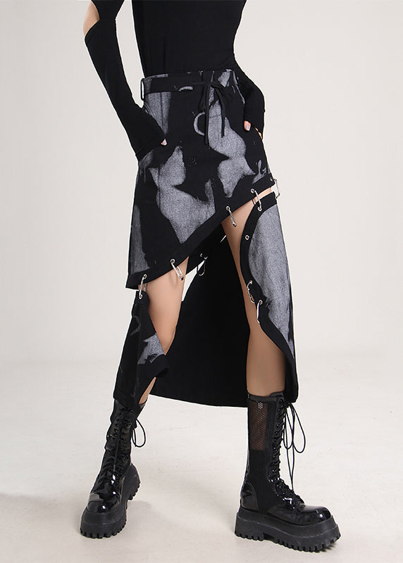 Plus Size Asymmetrischer Tie Dye Baumwollrock Frühling