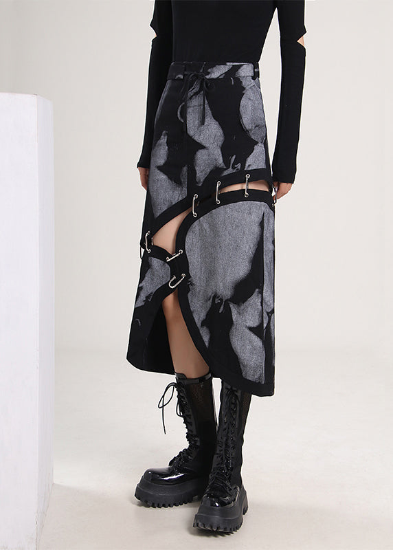 Plus Size Asymmetrischer Tie Dye Baumwollrock Frühling