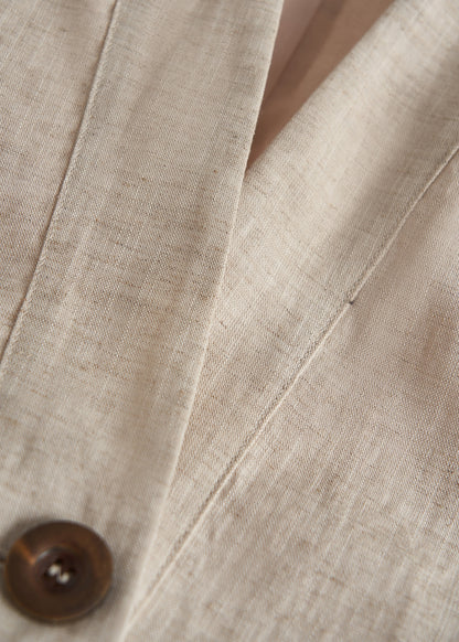 Abrigo de lino extragrande con bordado beige de talla grande para primavera