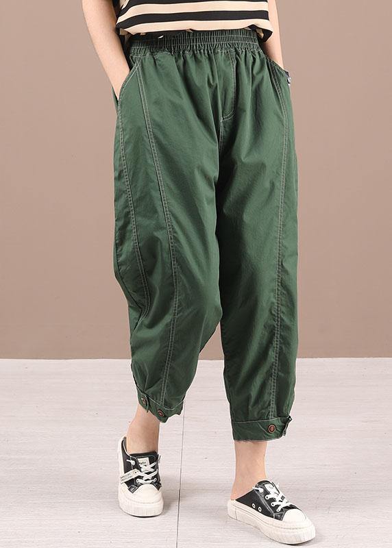 Plus Size Black Elastic Waist Pockets Harem Pants - SooLinen