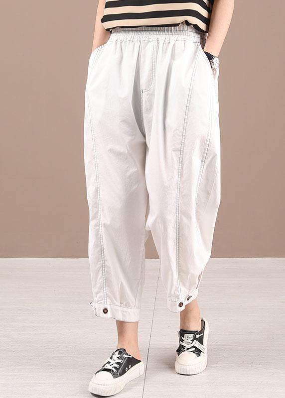 Plus Size Black Elastic Waist Pockets Harem Pants - SooLinen