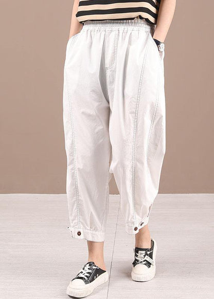 Plus Size Black Elastic Waist Pockets Harem Pants - SooLinen