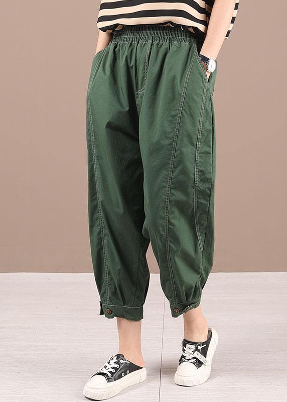 Plus Size Black Elastic Waist Pockets Harem Pants - SooLinen