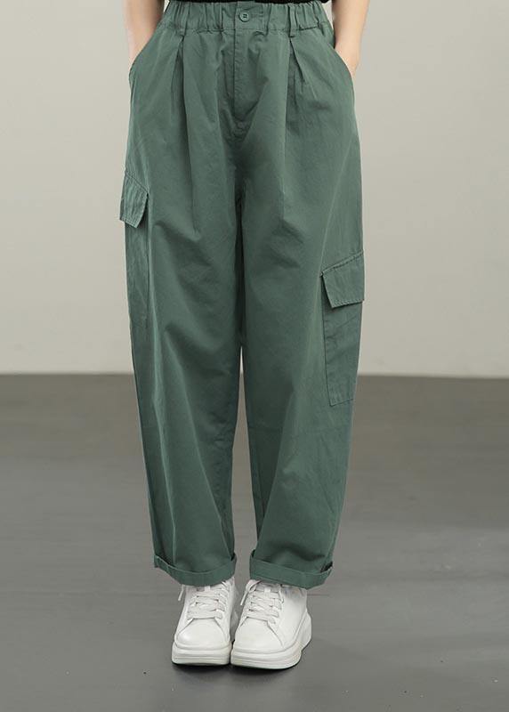 Plus Size Black High Waist pockets Pants Summer - SooLinen