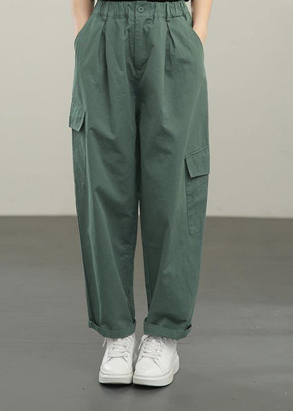 Plus Size Black High Waist pockets Pants Summer - SooLinen