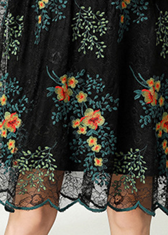 Plus Size Schwarzes Patchwork-Spitzenkleid mit Kapuze