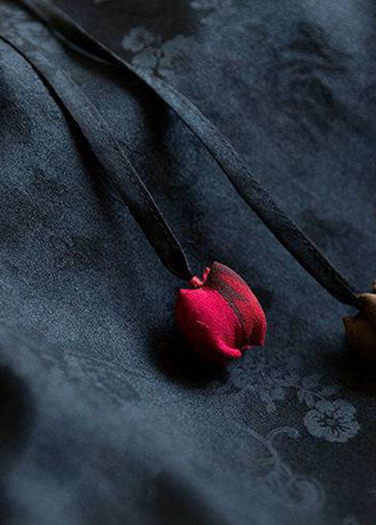 Plus Size Schwarzer Jacquard Seidenrock mit Raffung für den Winter