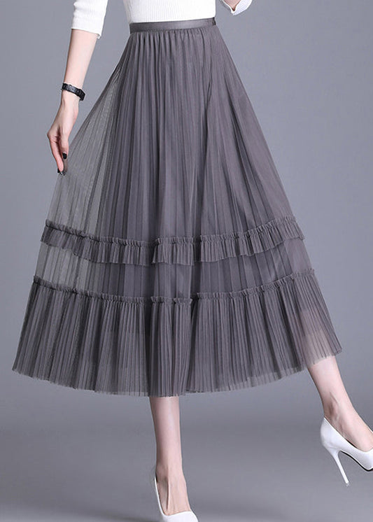 Plus Size Schwarzer Tüll-Stufenrock für den Herbst auf beiden Seiten