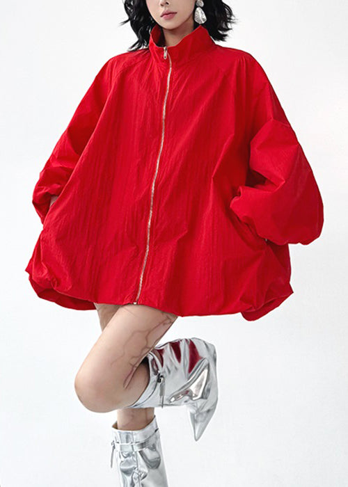 Abrigos de algodón negros con bolsillos y cremallera de talla grande para primavera