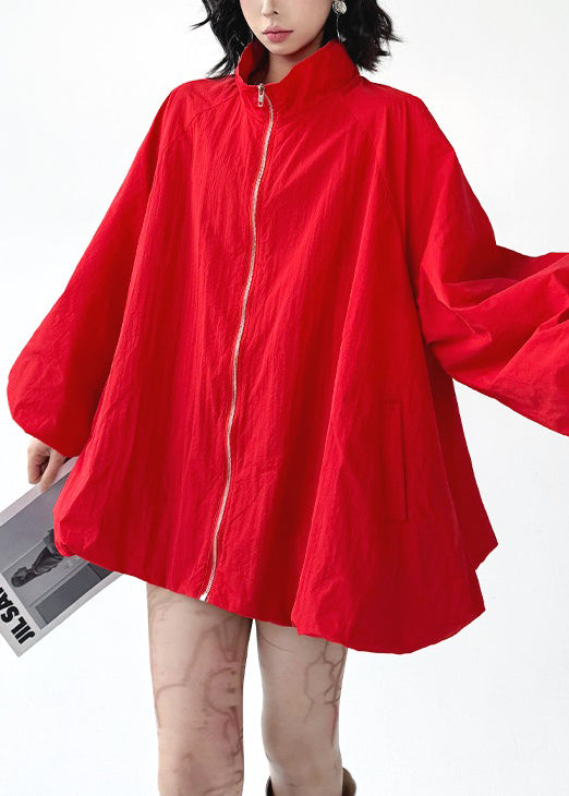 Abrigos de algodón negros con bolsillos y cremallera de talla grande para primavera