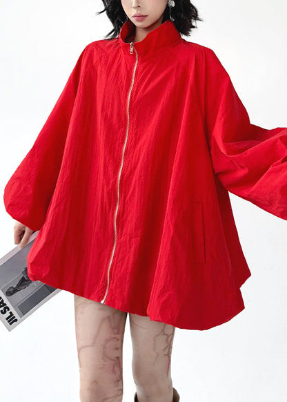 Abrigos de algodón negros con bolsillos y cremallera de talla grande para primavera