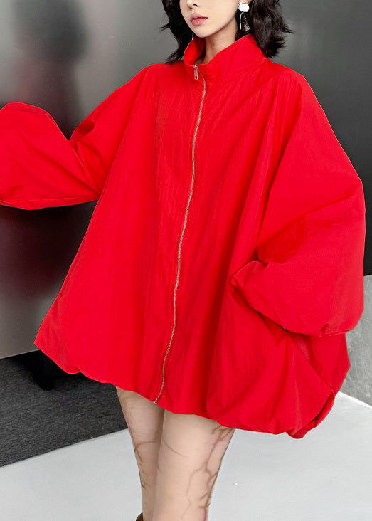 Abrigos de algodón negros con bolsillos y cremallera de talla grande para primavera