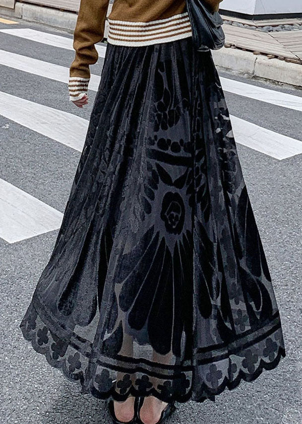 Plus Size Schwarzer Mode-Veloursrock Winter