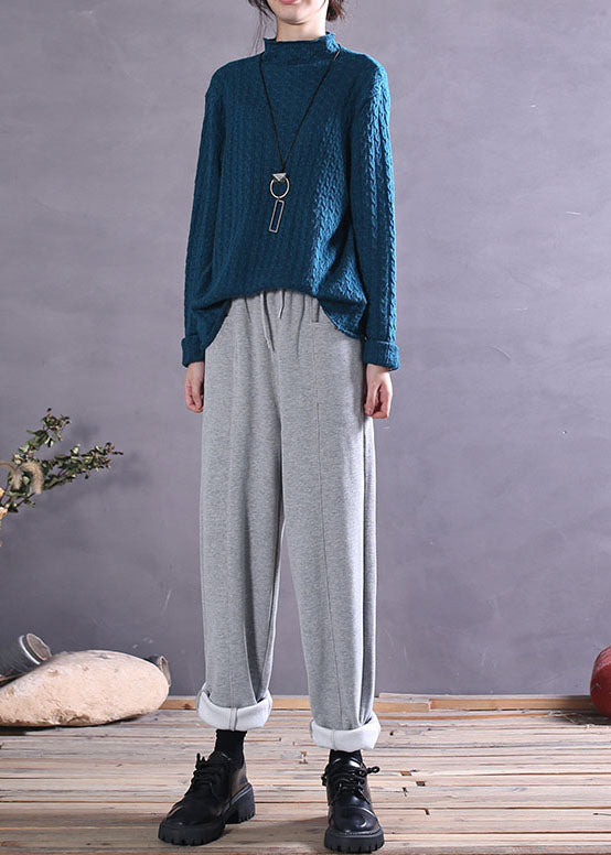 Plus Size Blau Casual Stricktop Frühling