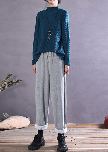 Plus Size Blau Casual Stricktop Frühling