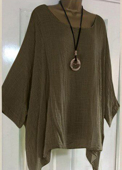 Plus Size Blue O-Neck Asymmetrical Solid T Shirts Half Sleeve