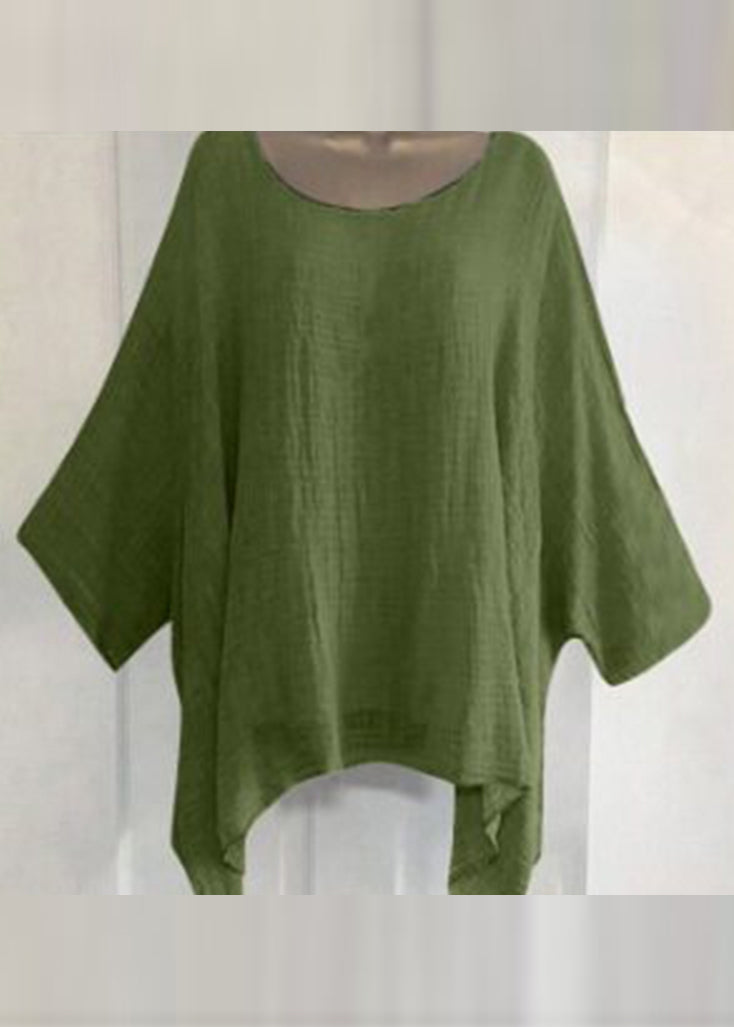 Plus Size Blue O-Neck Asymmetrical Solid T Shirts Half Sleeve