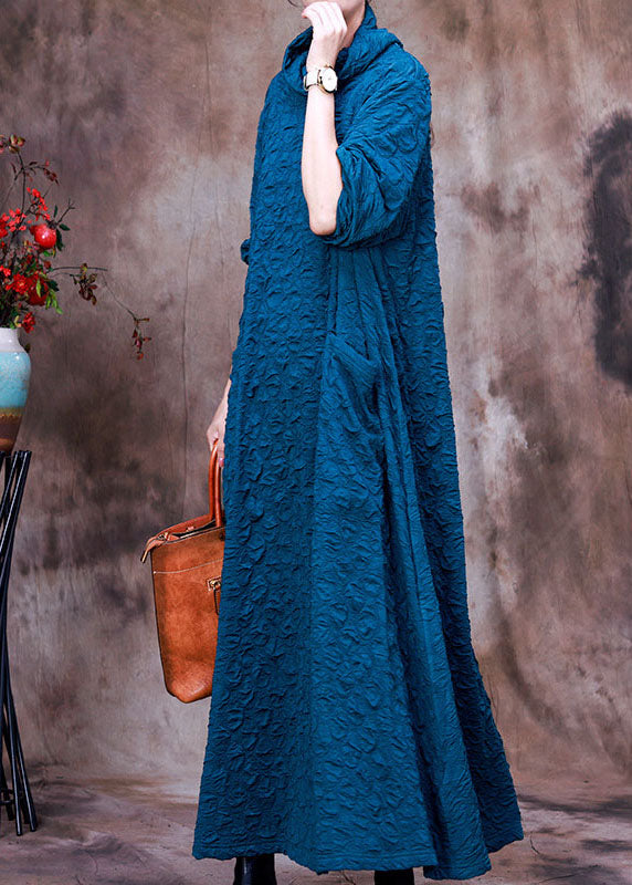 Plus Size Blaues Taschenkleid Frühling