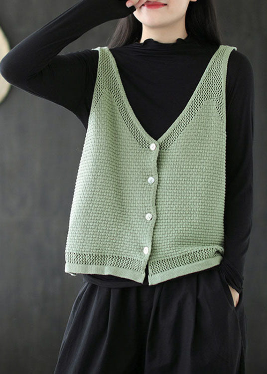 Blaue Herbst-Strickweste mit V-Ausschnitt und Knöpfen in Übergröße