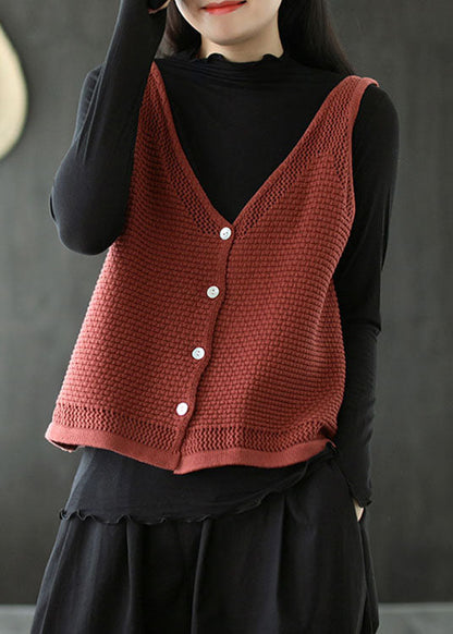 Blaue Herbst-Strickweste mit V-Ausschnitt und Knöpfen in Übergröße