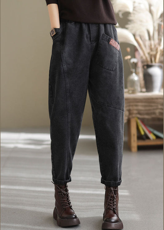 Plus Größe Blau elastische taille taschen Baumwolle denim Hosen Frühling