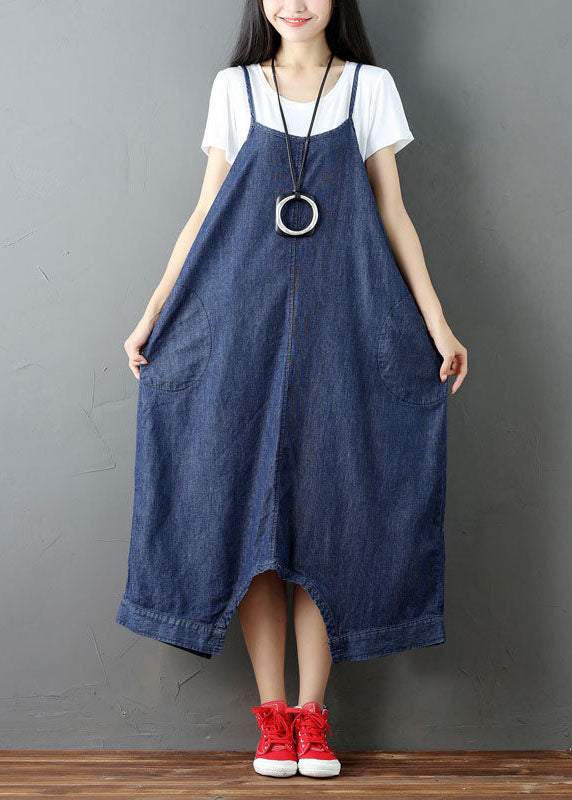 Plus Size Blaue Taschen Haremshosen Jumpsuits Frühling