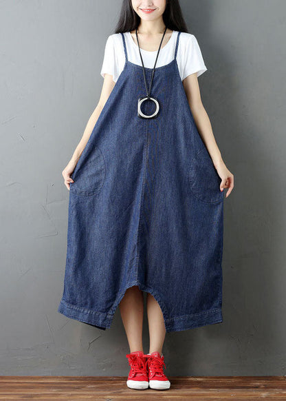 Plus Size Blaue Taschen Haremshosen Jumpsuits Frühling