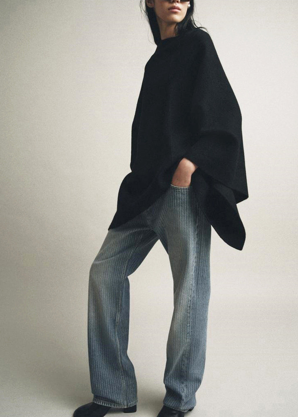 Plus Size Brown Oversized Knitted Tops Cloak Sleeves