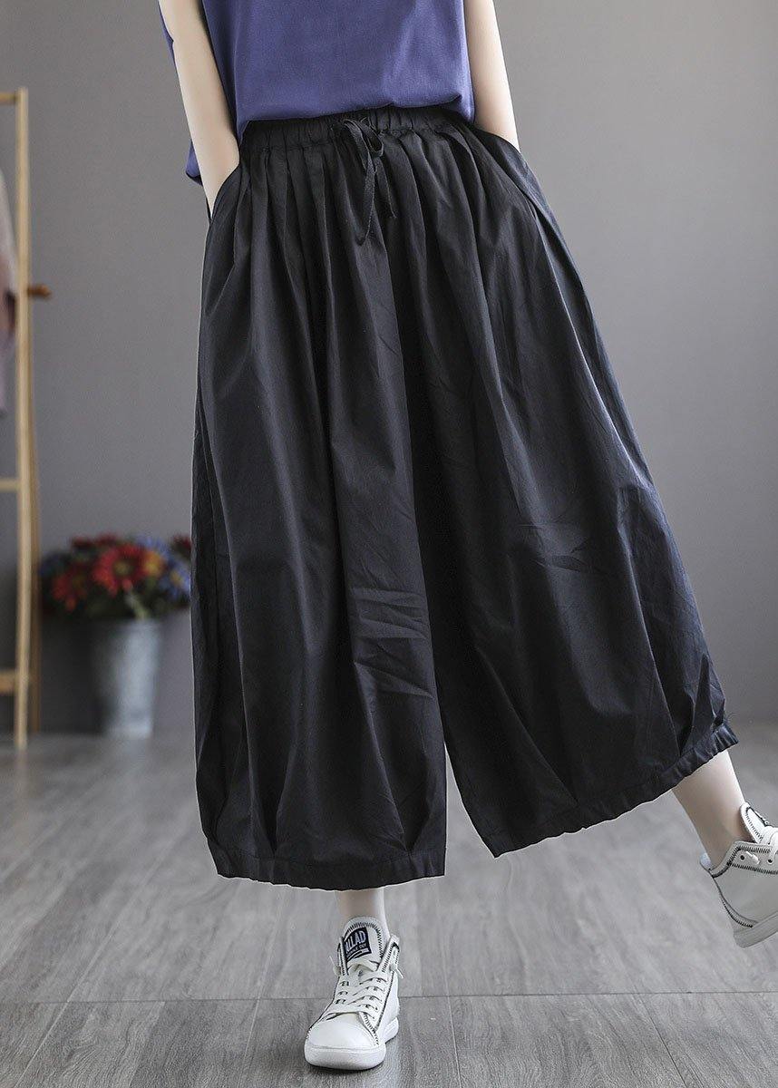 Plus Size Chocolate tie waist Pockets Wide Leg Pants - SooLinen