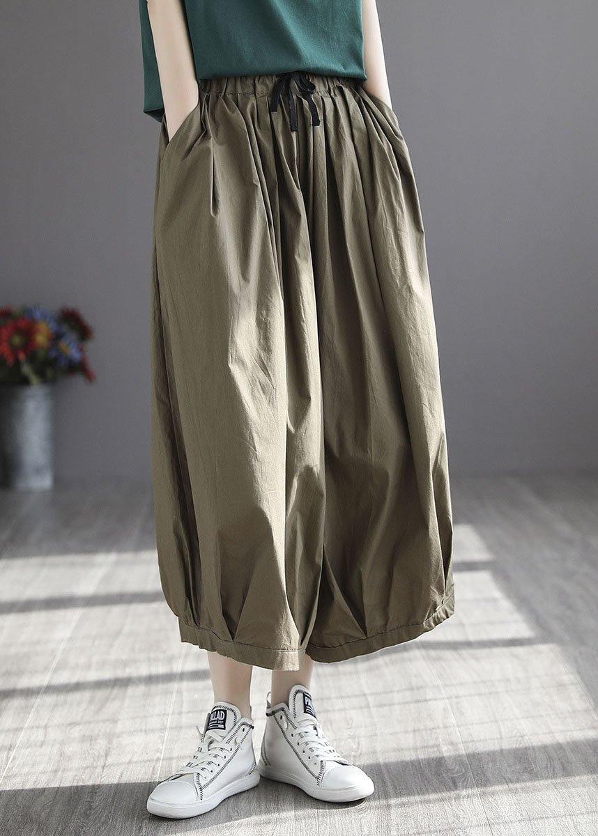 Plus Size Chocolate tie waist Pockets Wide Leg Pants - SooLinen