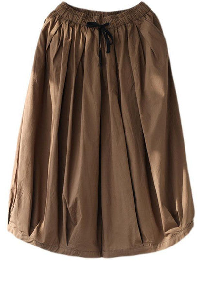 Plus Size Chocolate tie waist Pockets Wide Leg Pants - SooLinen
