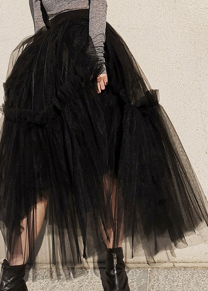 Plus Size Edle schwarze Mode Tüllröcke Frühling